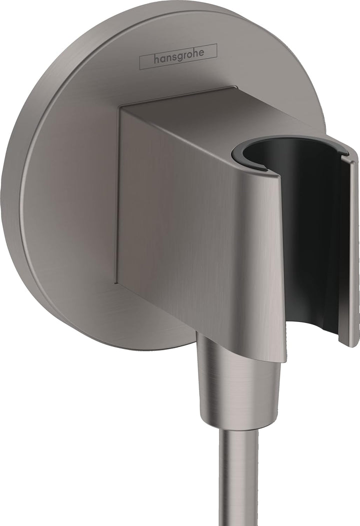 hansgrohe Wandanschluss mit Duschkopfhalterung FixFit S, Brushed Black Chrome, Brushed Black Chrome