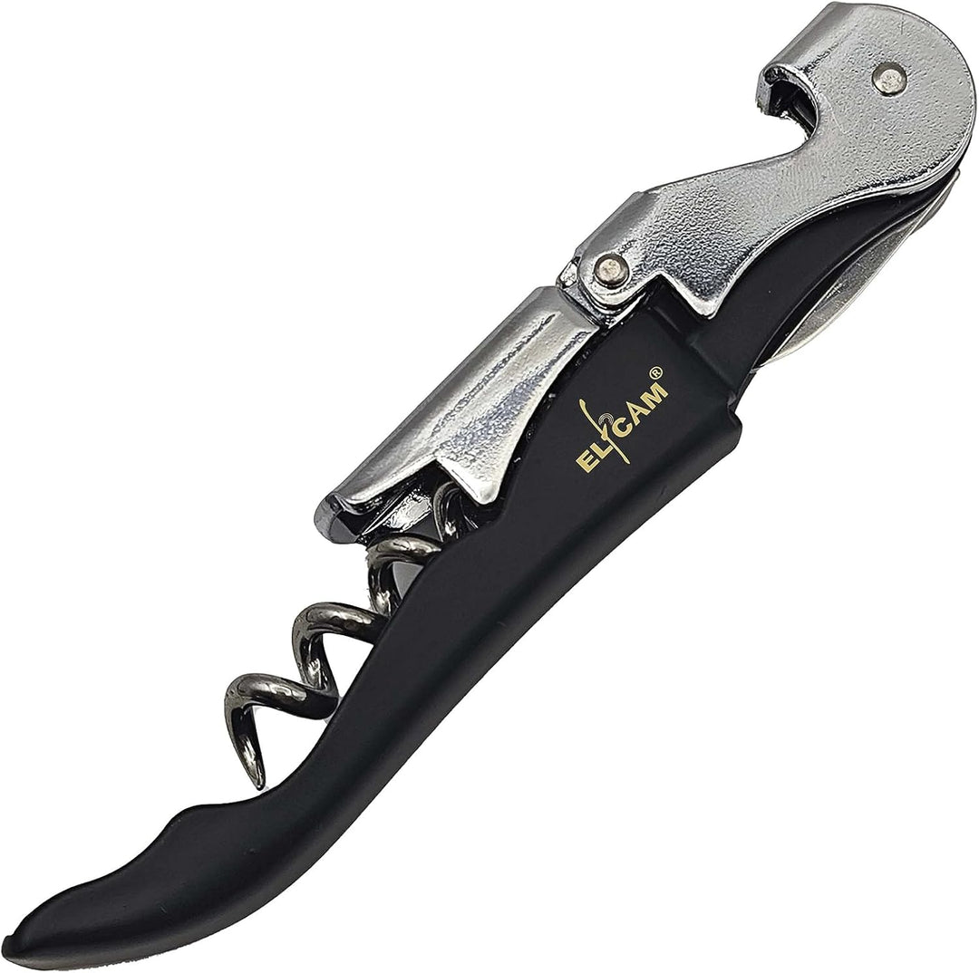 Elfcam® - 1 Stück Kellnermesser - 3-in-1 Funktion Profi Wein Korkenzieher und Flaschenöffner - Multi