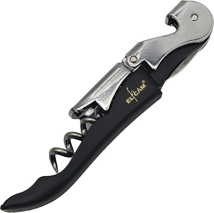 Elfcam® - 1 Stück Kellnermesser - 3-in-1 Funktion Profi Wein Korkenzieher und Flaschenöffner - Multi