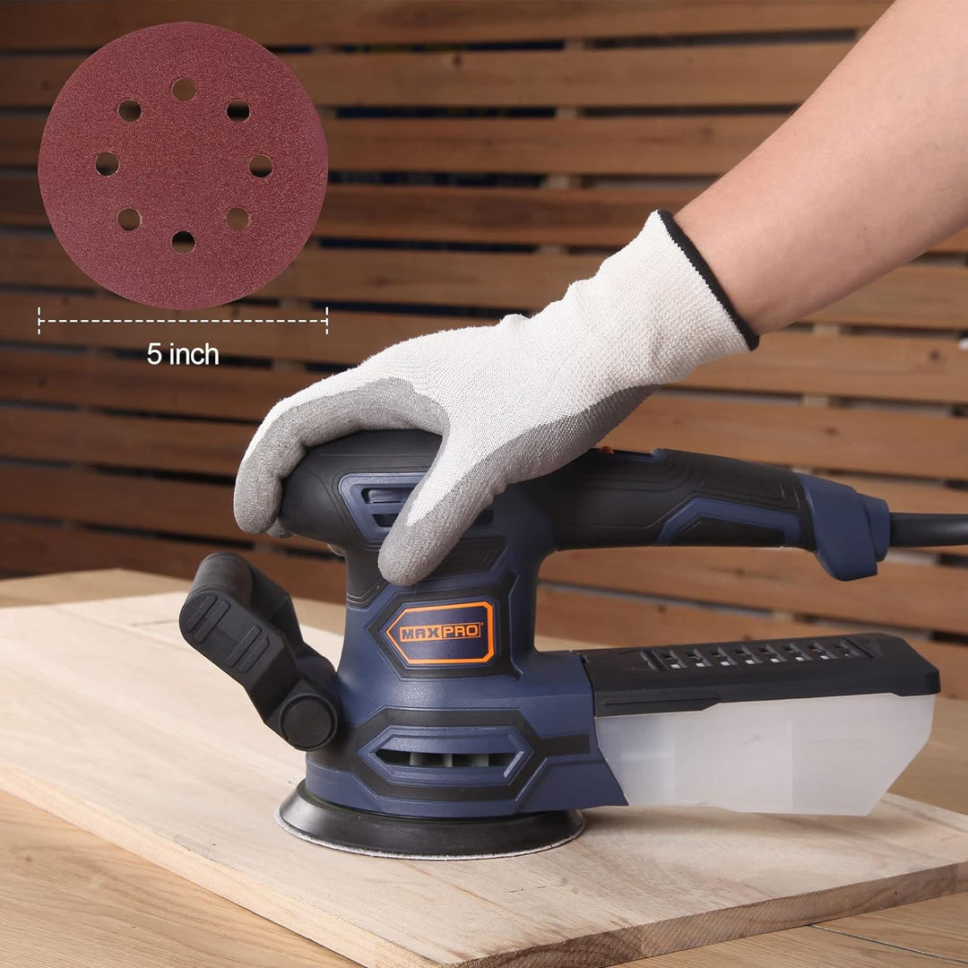 Exzenterschleifer, MAXPRO 450W Schleifmaschine 13000 r/min 125 mm, 6 Geschwindigkeiten, 3m Kabel, Or