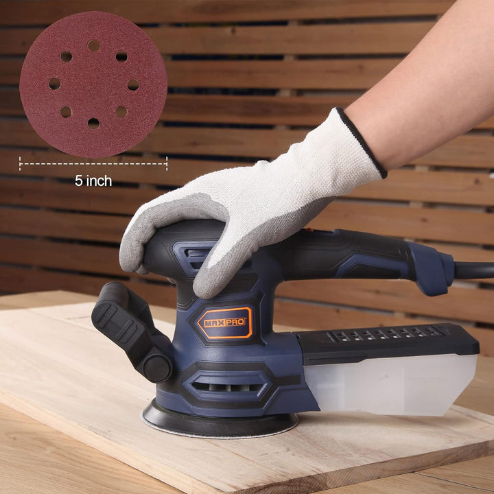 Exzenterschleifer, MAXPRO 450W Schleifmaschine 13000 r/min 125 mm, 6 Geschwindigkeiten, 3m Kabel, Or