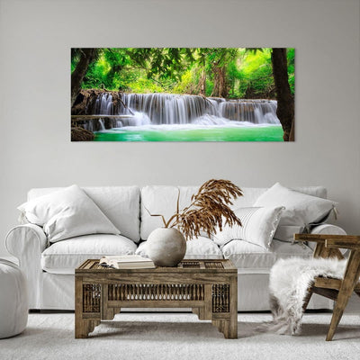 Wandbilder Dekoration Wohnzimmer Wasser Park Natur Landschaft Panorama Bilder auf Leinwand 120x50cm