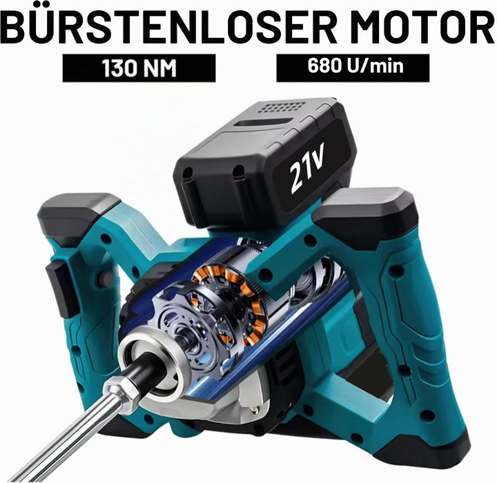 Akku-Farbmörtelrührer, 24V Bürstenlos Rührwerkmit M14 Rühreraufnahme, 1700W 0-780U/min, 6 Stufen ein