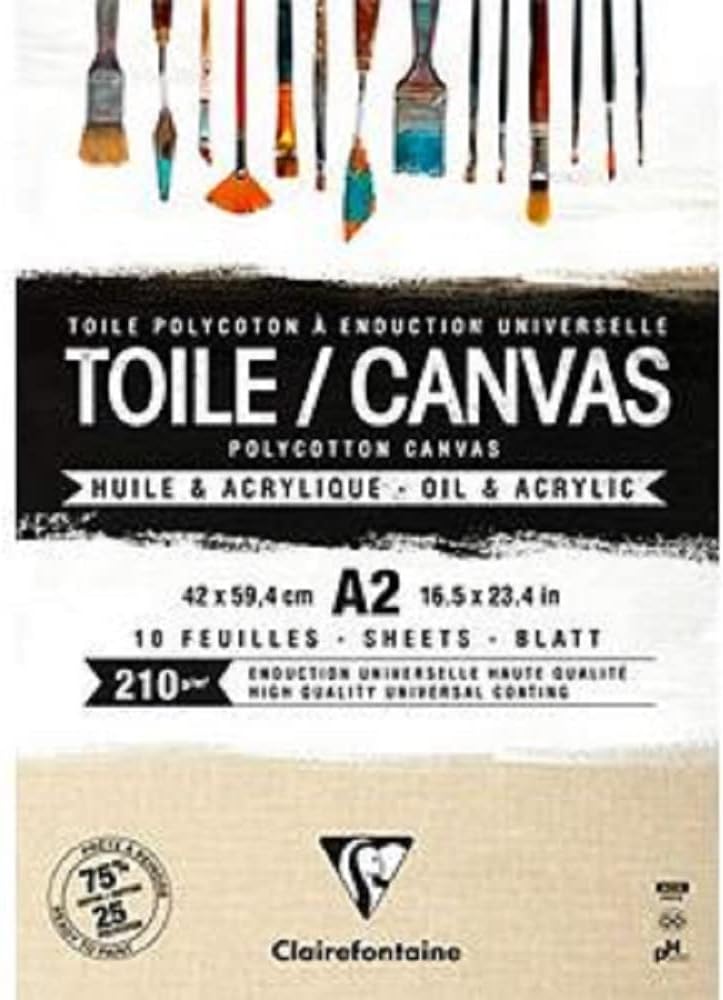 Clairefontaine 975212C Packung (mit 10 Blatt Leiwand zum Bemahlen Sandkorn, 210g, kopfgeleimt, DIN A