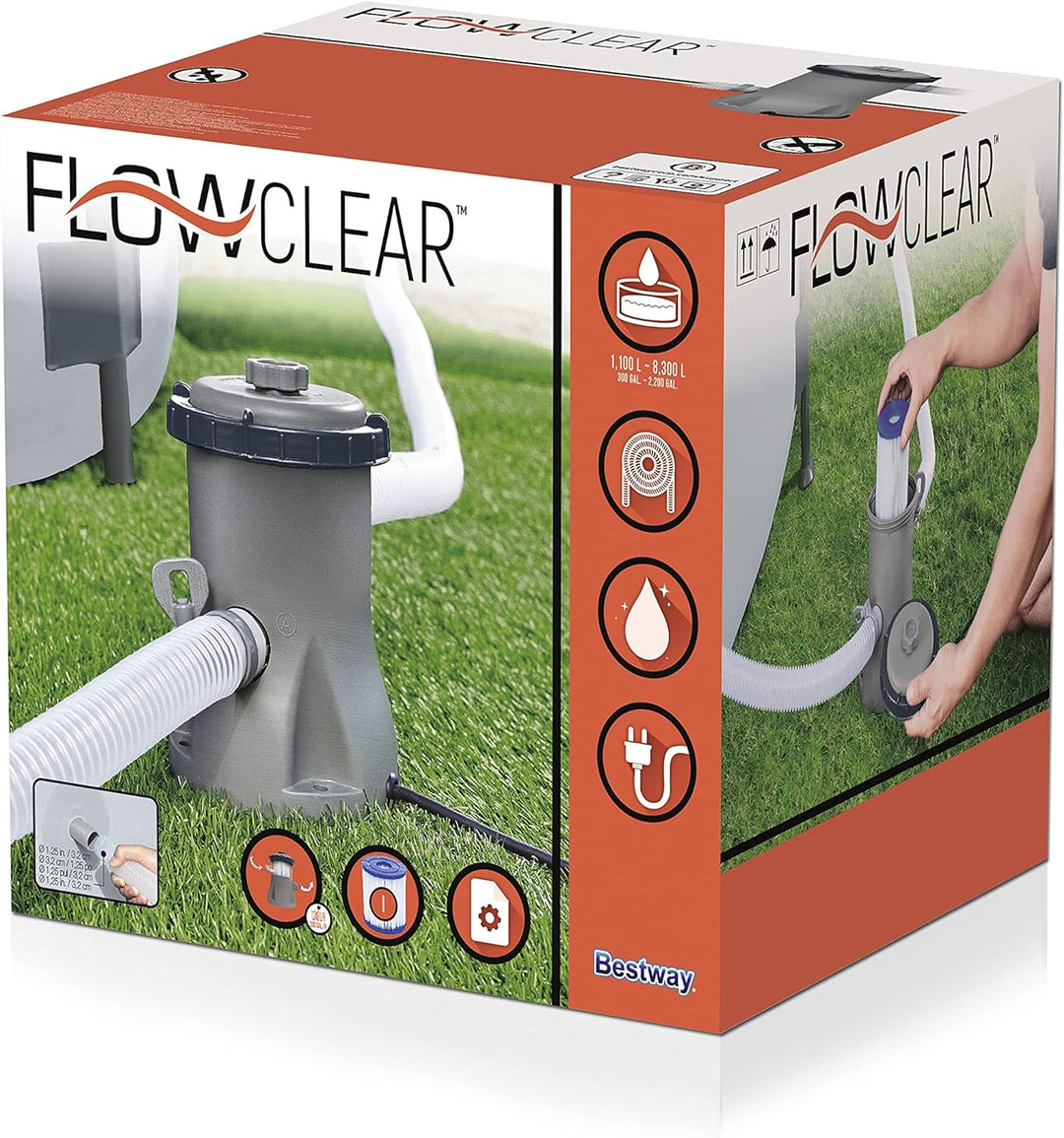 Bestway Vinyl, Flowclear Kartuschenfilterpumpe 1.249 l/h, 23 W