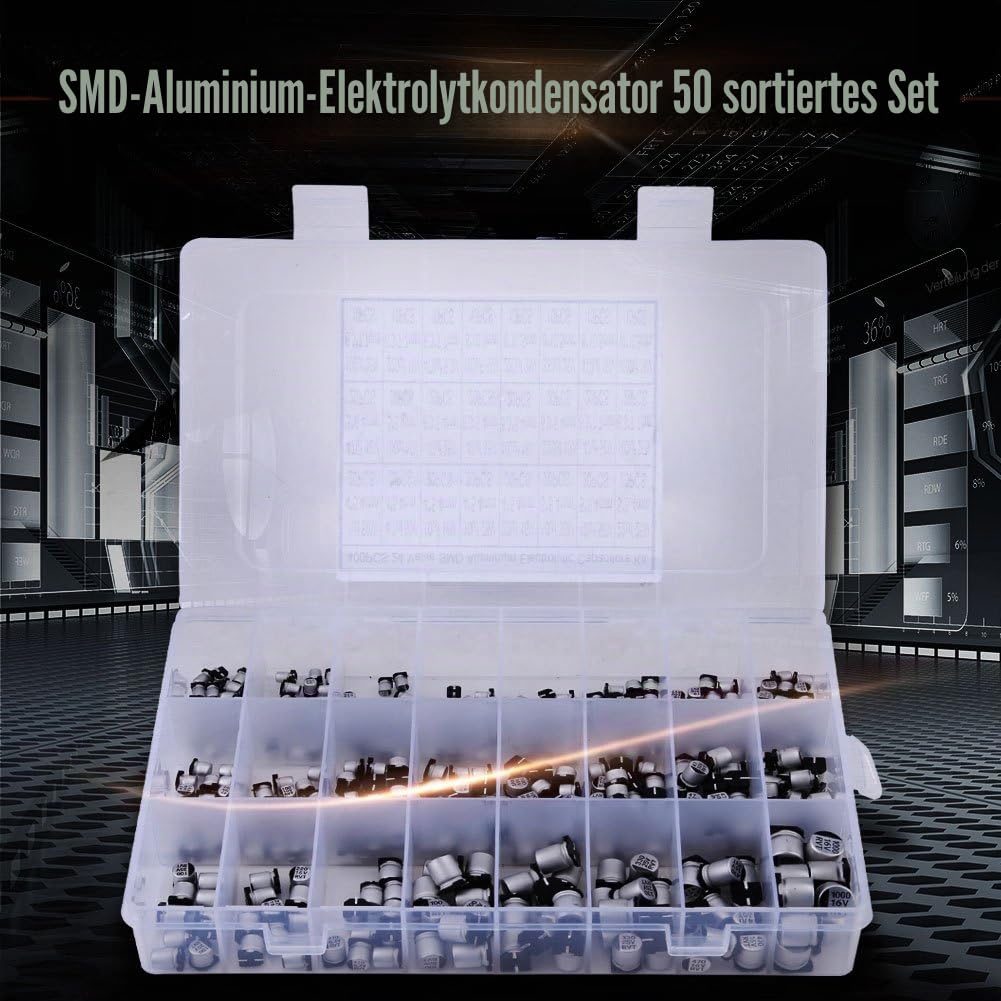 24 Value 400Pcs Elektrolytkondensator-Sortiment-Box-Kit, SMD-Aluminium-Elektrolytkondensator-Sortime