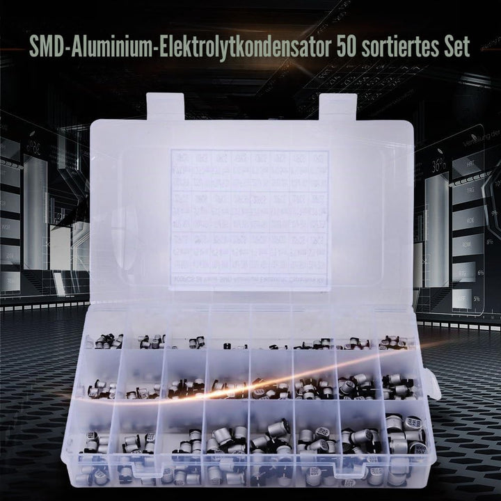 24 Value 400Pcs Elektrolytkondensator-Sortiment-Box-Kit, SMD-Aluminium-Elektrolytkondensator-Sortime