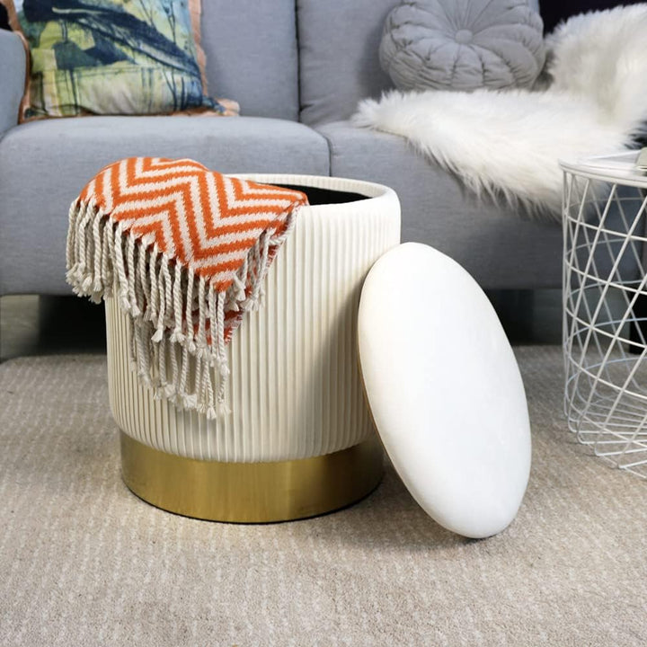 AllEquip 2er-Set Sitzhocker Samt Schminktisch Pouf Hocker mit Stauraum Ottoman Aufbewahrungshocker (