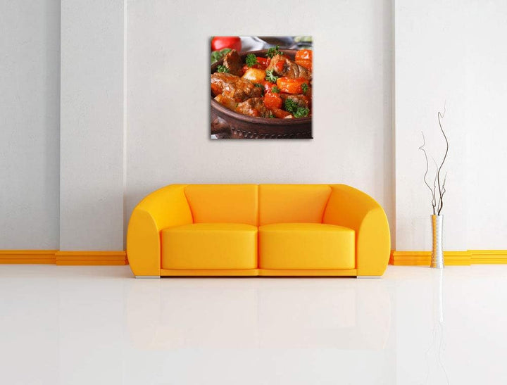 Appetitlicher Bauerntopf, Format: 70x70 auf Leinwand, XXL riesige Bilder fertig gerahmt mit Keilrahm