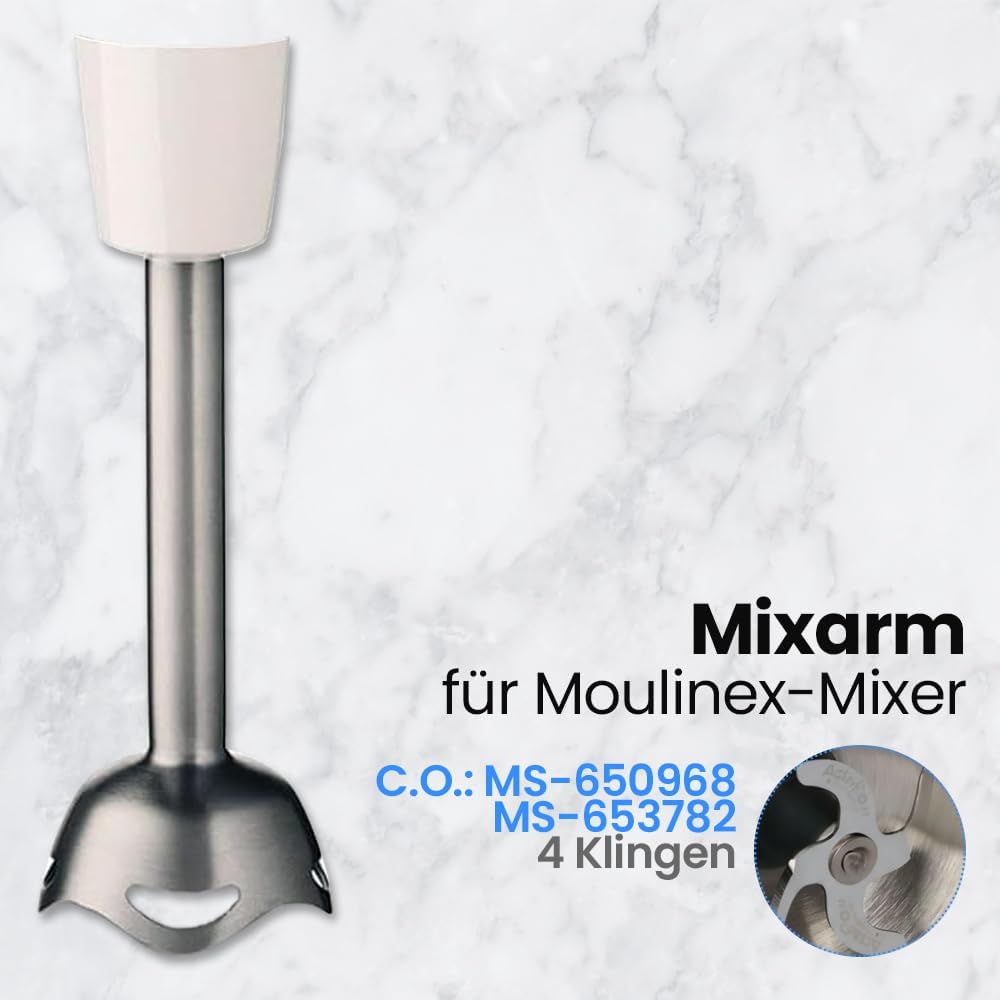 Anakel Home Ersatz-Mixerarm MS-650968 kompatibel mit Moulinex Infiny Force | Edelstahl 4 Klingen, Ac