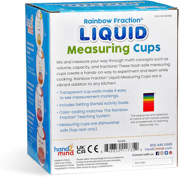 Learning Resources Rainbow Fraction Flüssigkeiten-Messbecher, 4er-Set Messbecher für Kinder, mit Tro