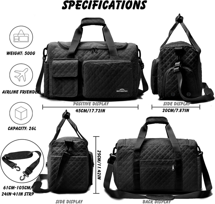 Sporttasche Damen，Reisetasche mit Nassfach und Schuhfach Wasserdichter Handgepäck Tasche, Weekender