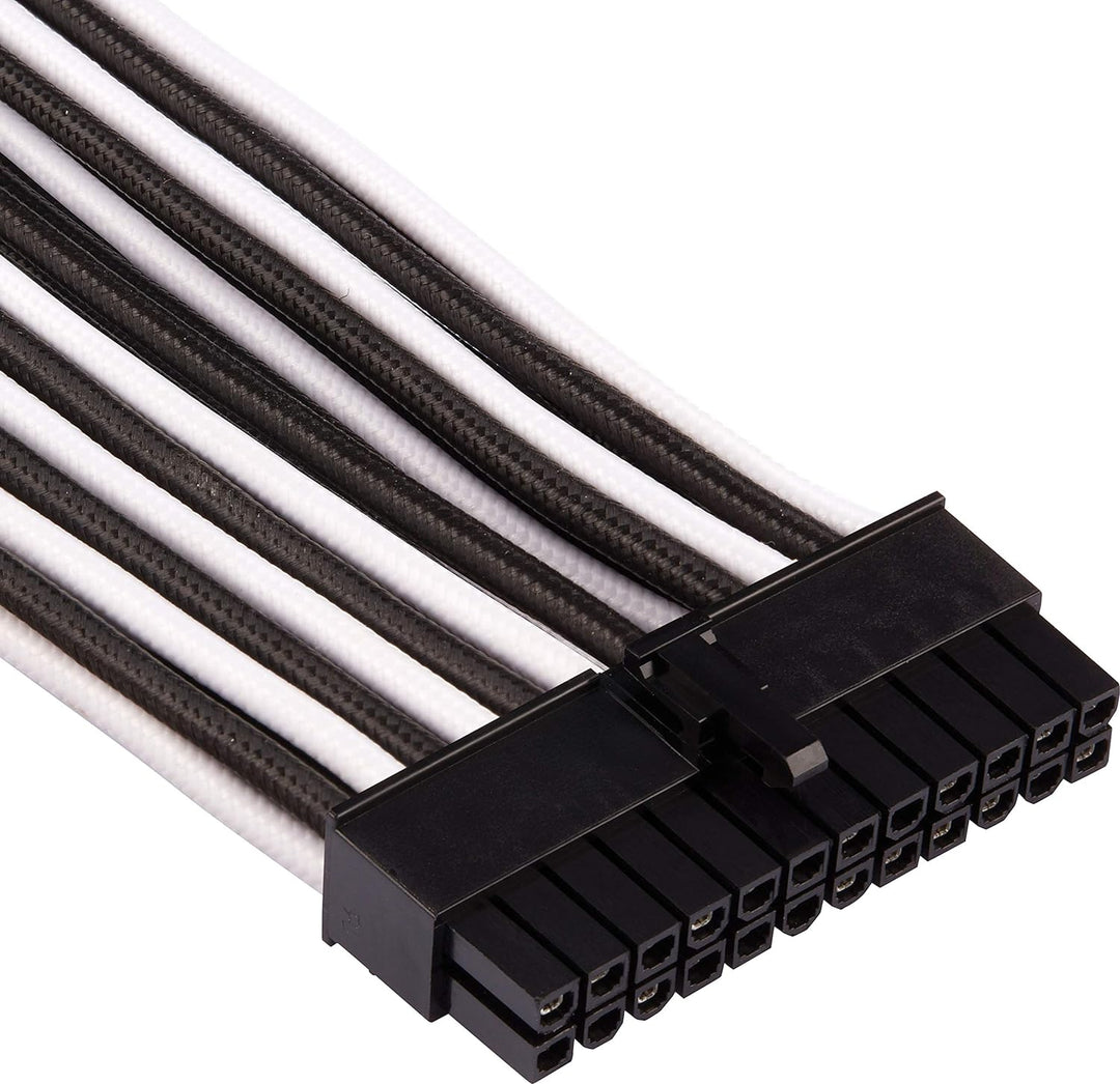 Corsair Premium Sleeved 24 pin-Polig-ATX-Kabel Typ4 (Generation 4-Serie) Weiss/Schwarz 24 pin ATX We