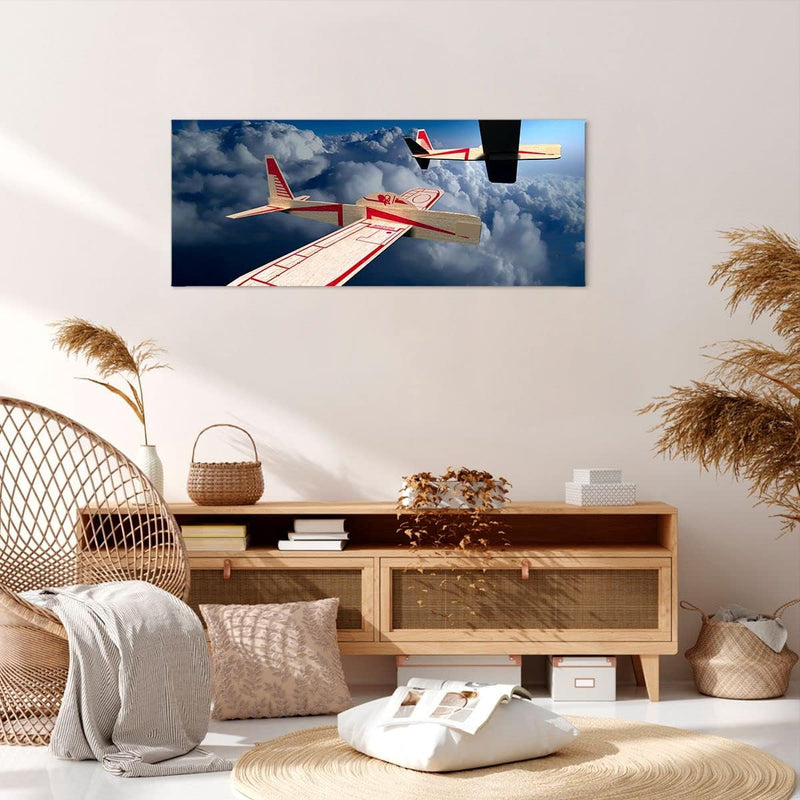 Wandbilder Dekoration Wohnzimmer Segelflugzeuge fliegen hoch Modell Bilder auf Leinwand 120x50cm Lei