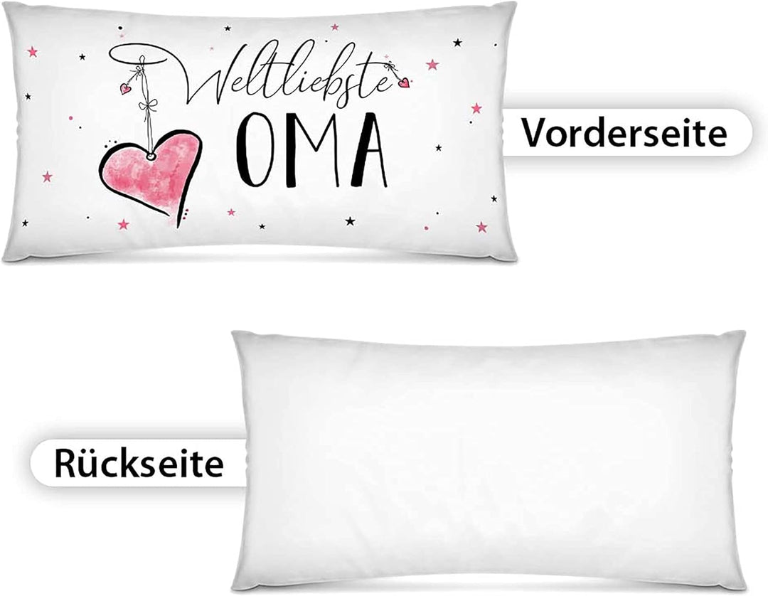 PR Print Royal XXL-Deko-Kissen mit Füllung - Weltliebste Oma - Geschenk für die Beste Oma, Geburtsta