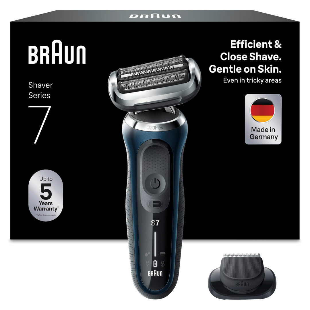 Braun Series 7 Rasierer Herren mit EasyClick Aufsatz, Elektrorasierer &amp; Präzisionstrimmer, 360° Flex