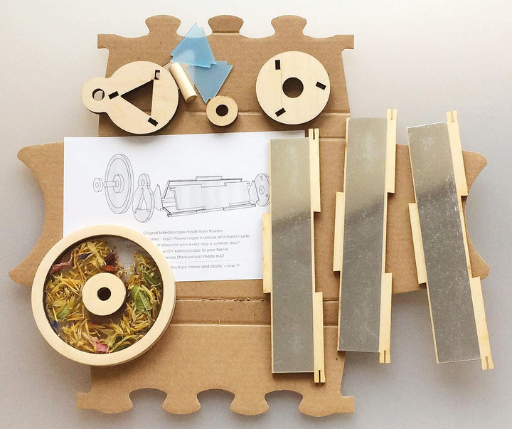 Kaleidoskop Konstruktor für Kinder, originales Design mit Blumen, natürliche Materialien, Spielzeug,