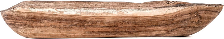 Windalf Natur Holzschale GALINA 35 cm Rustikale Teakholzschale Längliche Holzschale Schlüsselablage