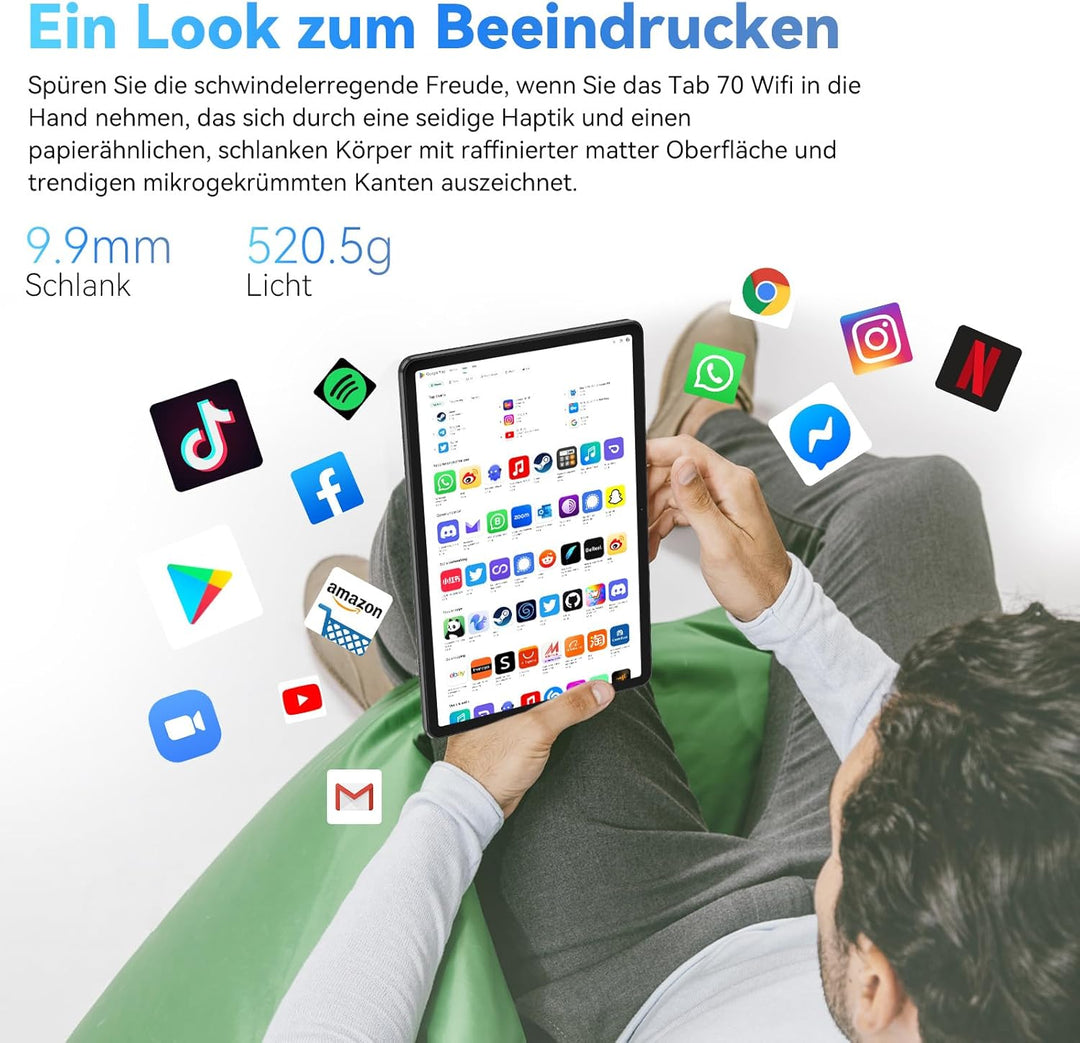 Blackview Tablet 10 Zoll Android 13 Tablets, 8(4+4) GB RAM 64GB Speicher 1TB TF WiFi 6 PC Tablet HD+