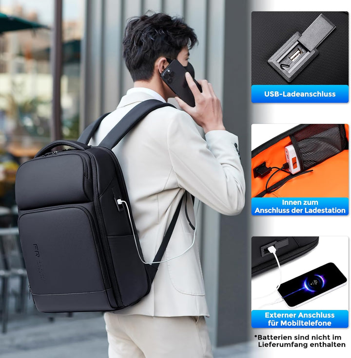 FENRUIEN Laptop rucksack/Laptoprucksack 17 Zoll 26L, Business & Reise-Backpack mit USB & Laptopfach,