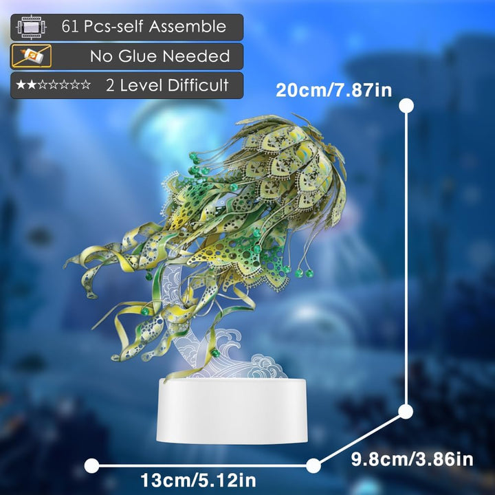 Piececool 3D Puzzle Metall Quallen, 3D Metall Puzzle Meeresbiologisches Modell für 340 Edelstahl, Ga