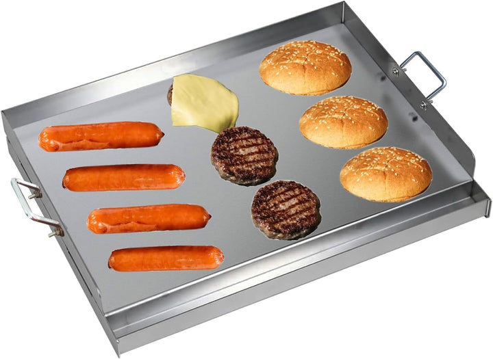 47x32x7 CM, Edelstahl-Grillplatte, geeignet für Gas- und Holzkohleöfen, mit Schaufeln und Schabern,
