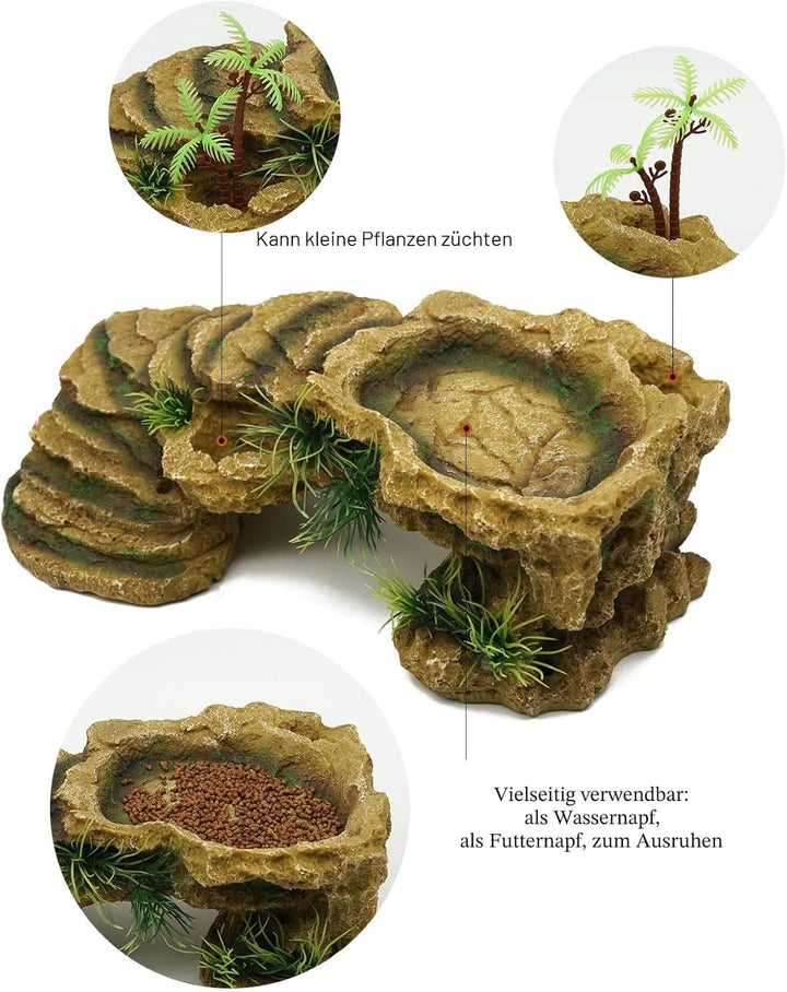 MOGOULUA Schildkröte Basking Plattform Reptilien Simuliert Rock Habitat Terrarium Versteck Harz Fels