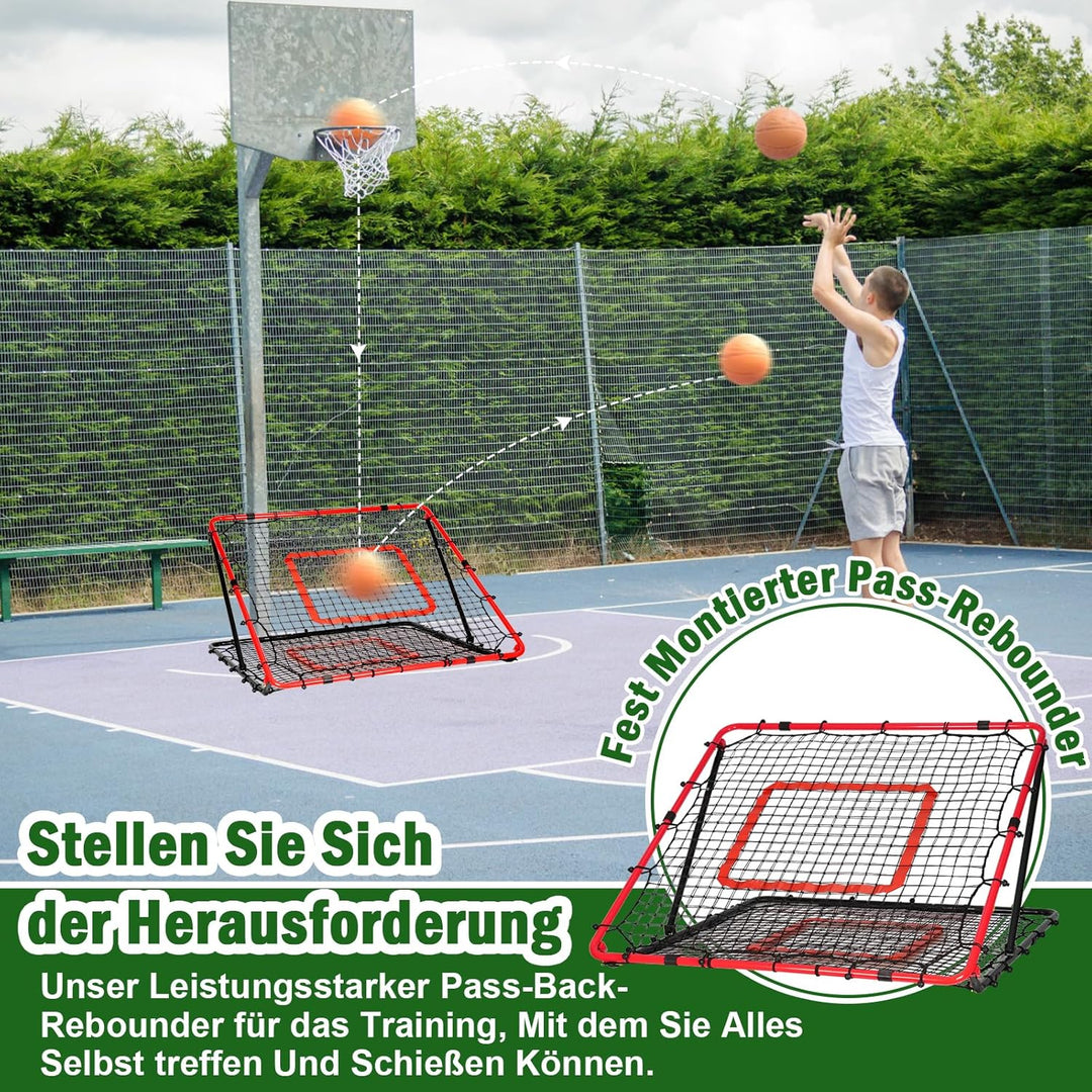 Fussball Rebounder, 85x85cm/120x120cm Rebounder für Fussball, Verstellbar mit 8 Winkeln, Doppellagig