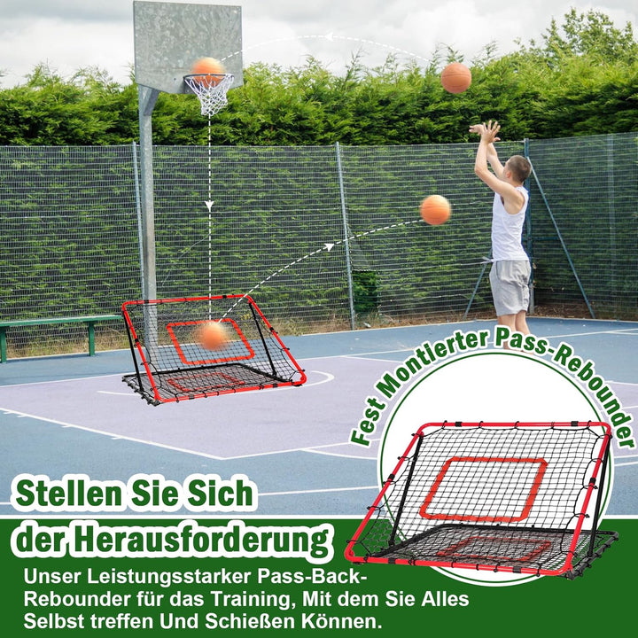 Fussball Rebounder, 85x85cm/120x120cm Rebounder für Fussball, Verstellbar mit 8 Winkeln, Doppellagig