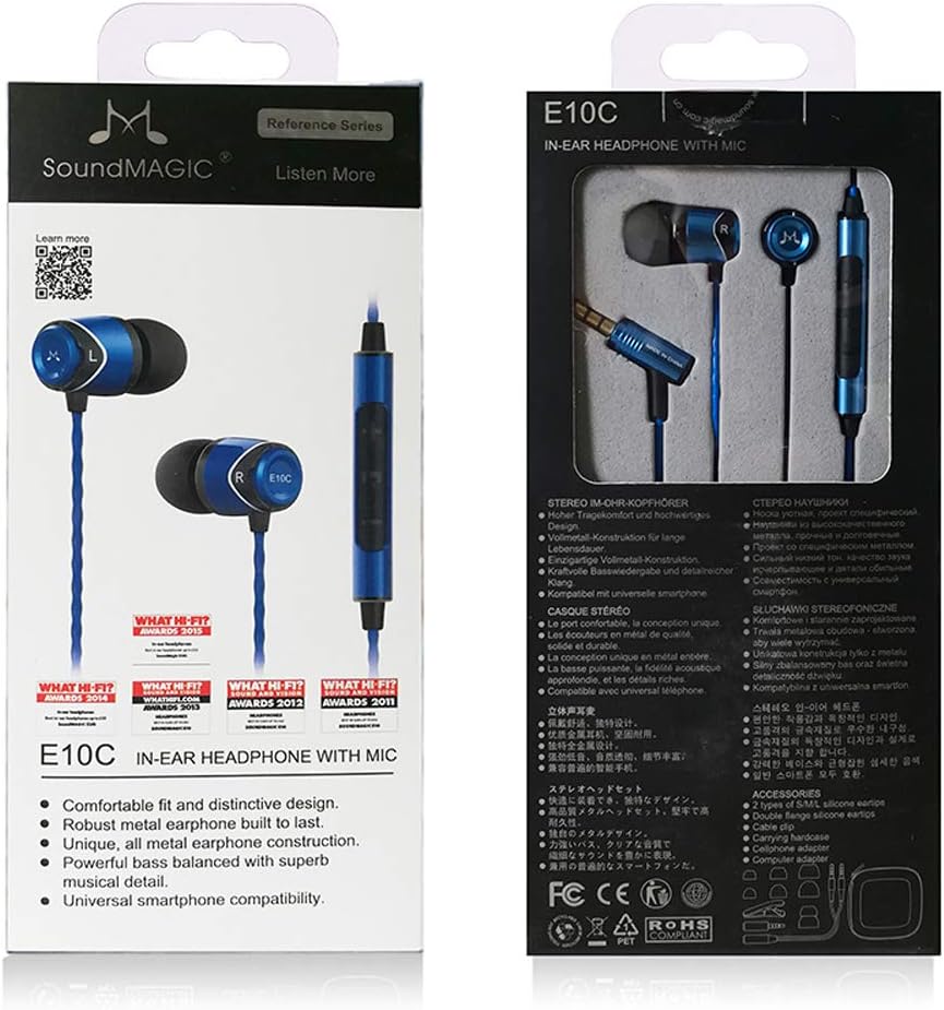 SoundMAGIC E10C Kabelgebundene Kopfhörer mit Mikrofon, HiFi-Stereo-Ohrhörer, geräuschisolierende In-