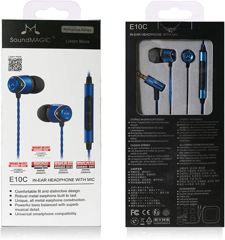 SoundMAGIC E10C Kabelgebundene Kopfhörer mit Mikrofon, HiFi-Stereo-Ohrhörer, geräuschisolierende In-