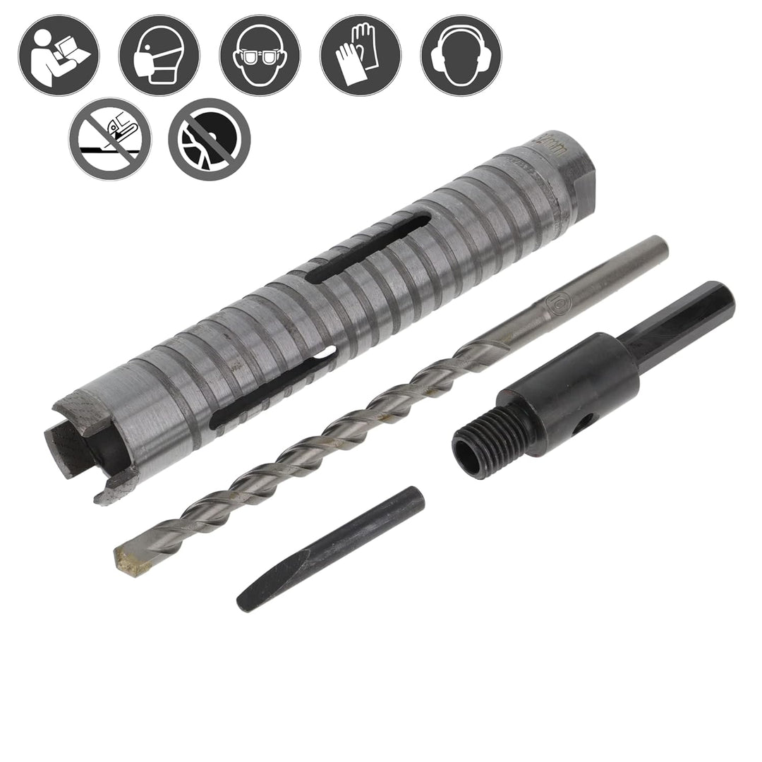 PRODIAMANT Diamant Bohrkrone ø 32mm Nutzlänge 150mm mit 6-Kant Adapter lasergeschweisst für trocken