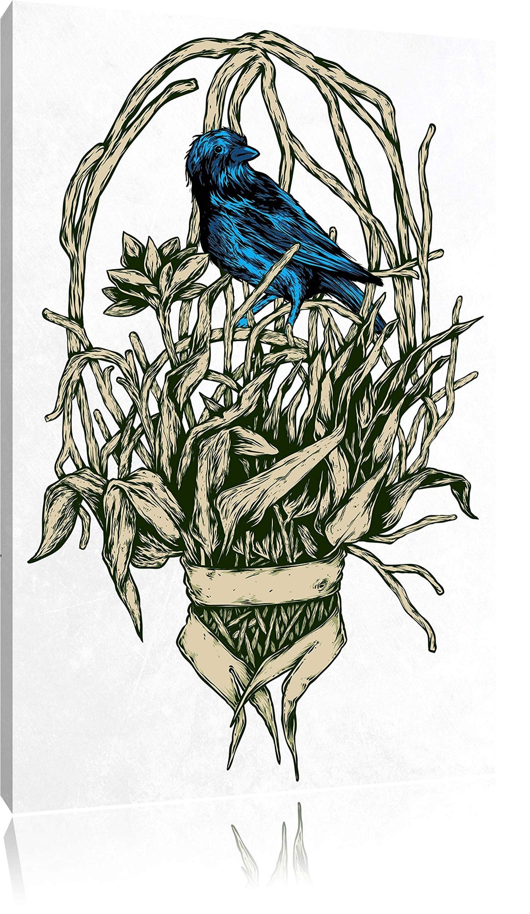 Pixxprint Blue Bird White Bild auf Leinwand, XXL riesige Bilder fertig gerahmt mit Keilrahmen, Kunst