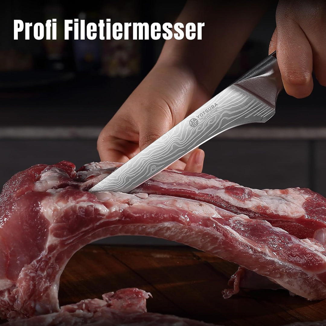 YOTSUBA Messerset Scharfes Küchenmesser Set aus hochwertigem Carbon Edelstahl Profi Kochmesser Set 7