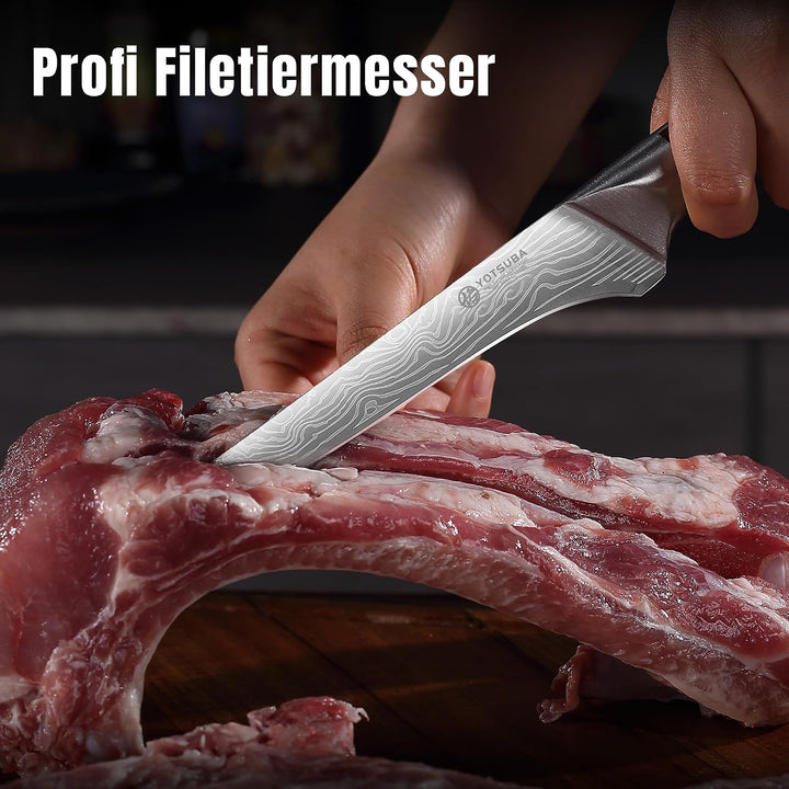YOTSUBA Messerset Scharfes Küchenmesser Set aus hochwertigem Carbon Edelstahl Profi Kochmesser Set 7