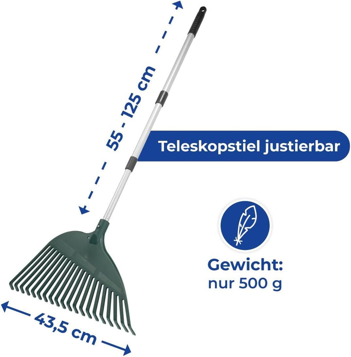 Maximex Flexibler Rechen inkl. Teleskopstiel - Heugabel mit unterschiedlich elastischen Zinken, Poly