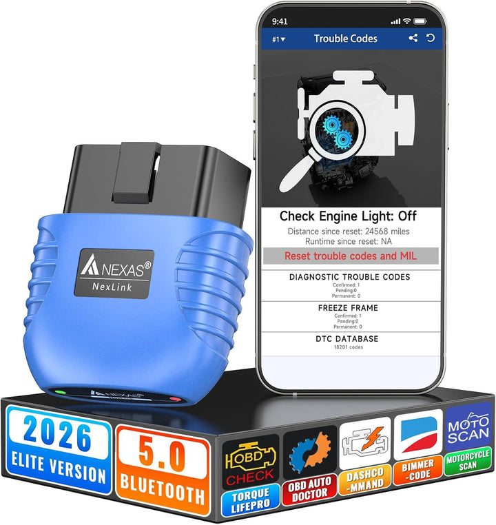 AUTOPHIX Nexlink OBD2 Bluetooth 5.0 Diagnosegerät Auto für Autos und Motorräder, OBD2 Bluetooth Adap
