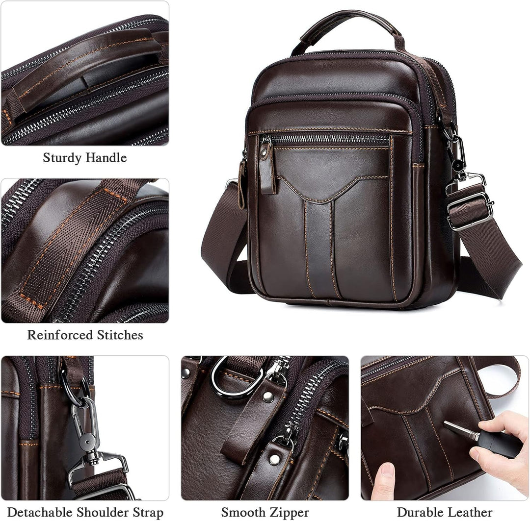 BAIGIO Umhängetasche Leder Herren Schultertasche Herrentasche Herrenhandtasche Vintage für Arbeit Re