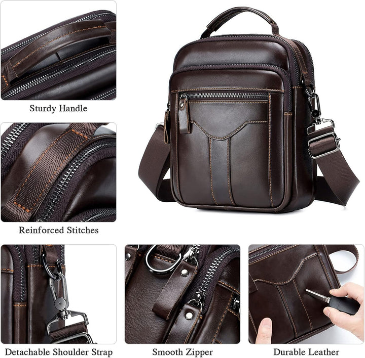 BAIGIO Umhängetasche Leder Herren Schultertasche Herrentasche Herrenhandtasche Vintage für Arbeit Re