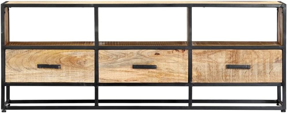 vidaXL Mangoholz Massiv TV Schrank mit 3 Schubladen 3 Regalen Fernsehtisch Lowboard Sideboard Fernse