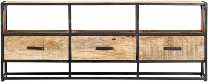 vidaXL Mangoholz Massiv TV Schrank mit 3 Schubladen 3 Regalen Fernsehtisch Lowboard Sideboard Fernse