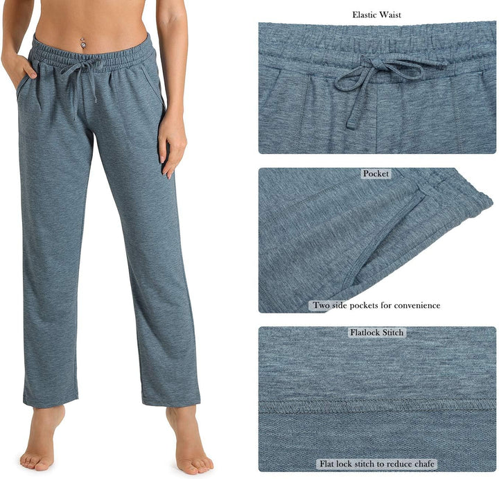 icyzone Damen Jogginghose Sweathose Lang Sporthose Freizeithose geradem Bein Hose mit Tunnelzug S Ma