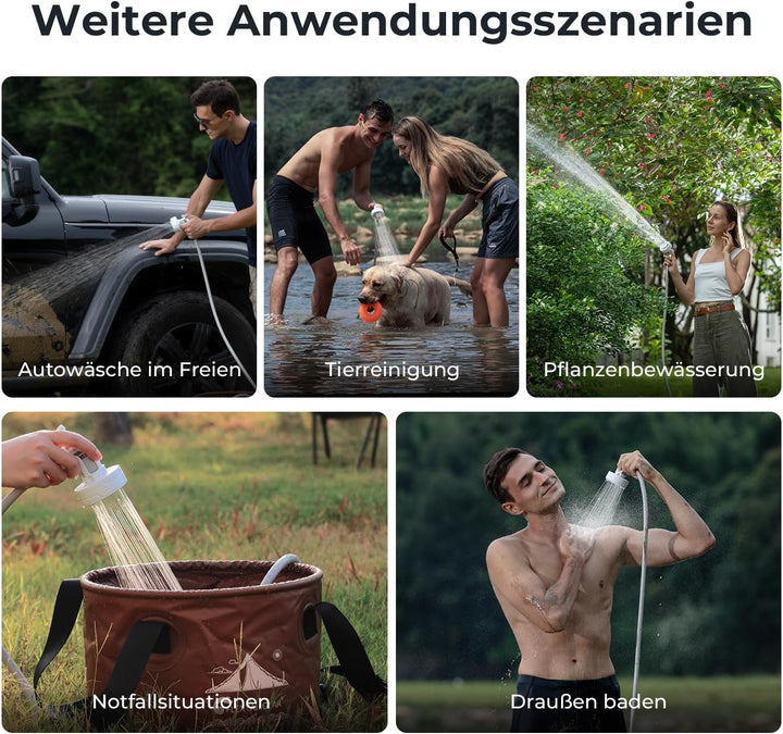 FLEXTAILGEAR Max Shower, Tragbare Campingdusche mit Akku und USB-C, Zwei Durchflussmodi, Outdoor-Dus
