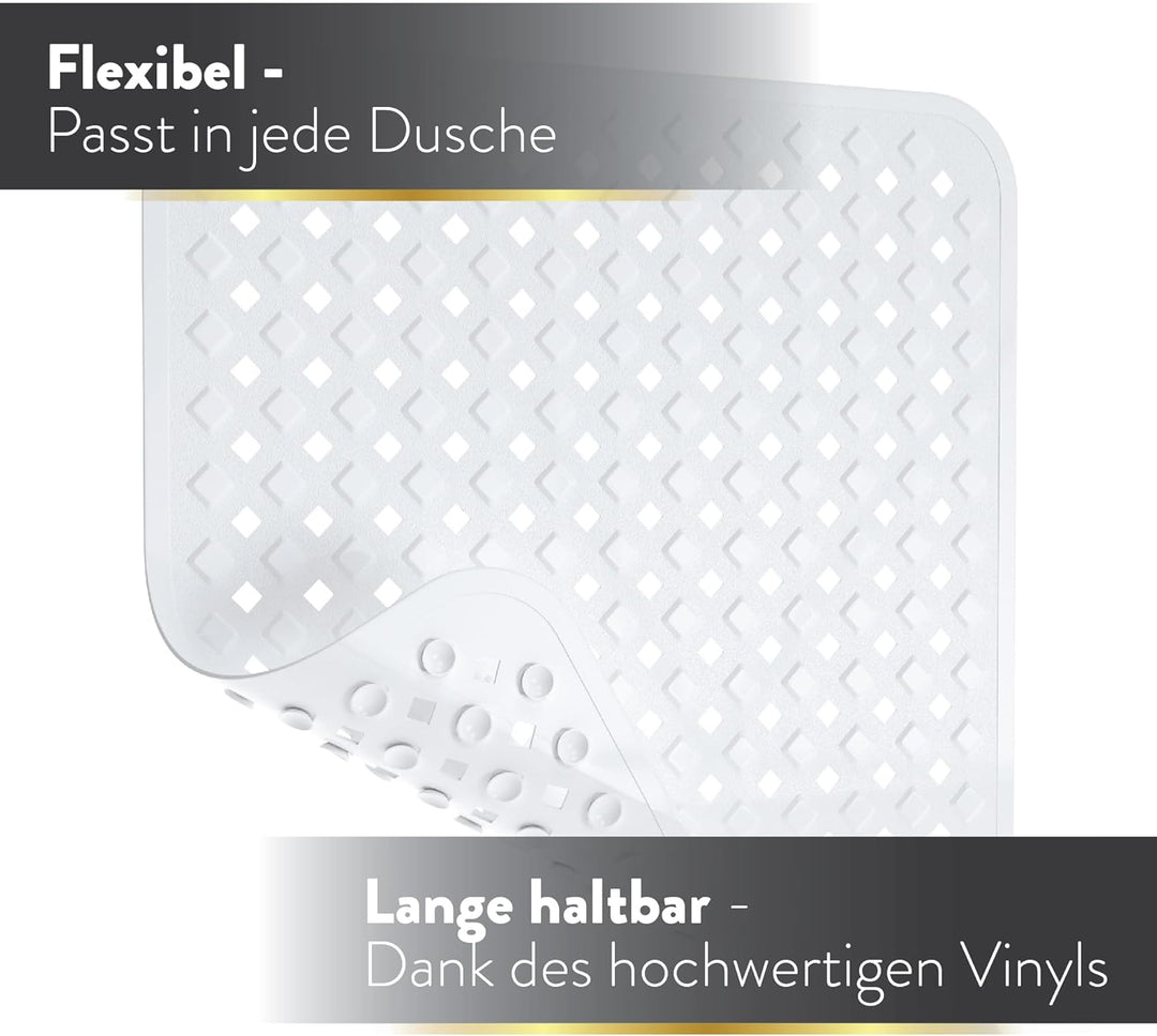 BAMONDO Duschmatte rutschfest & Hautsensitiv (weiss) 53x53 cm - Antirutschmatte Dusche maschinenwasc