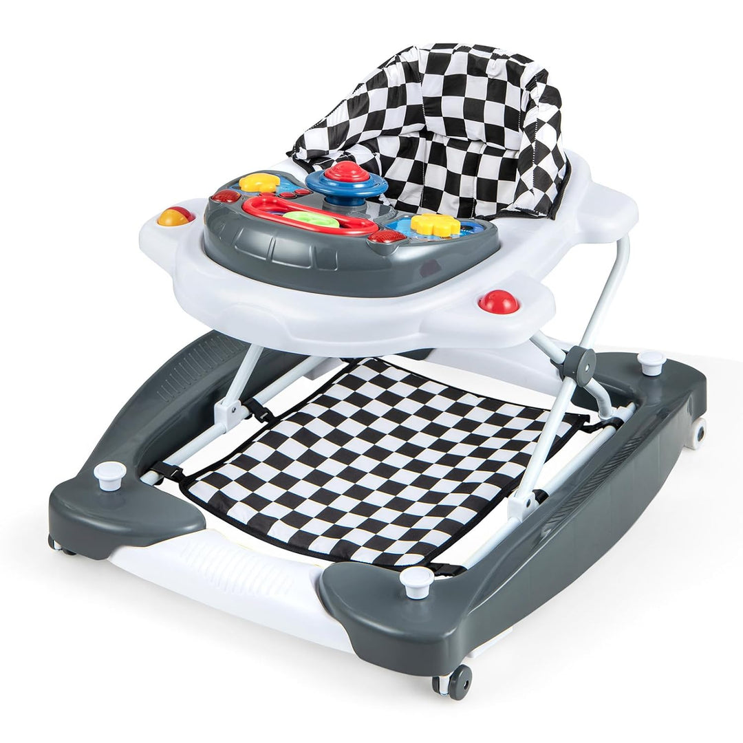 DREAMADE 6-in-1 Lauflernhilfe, Höhenverstellbar Baby Walker mit Musik & Abnehmbarem Sitz, Lauflernwa
