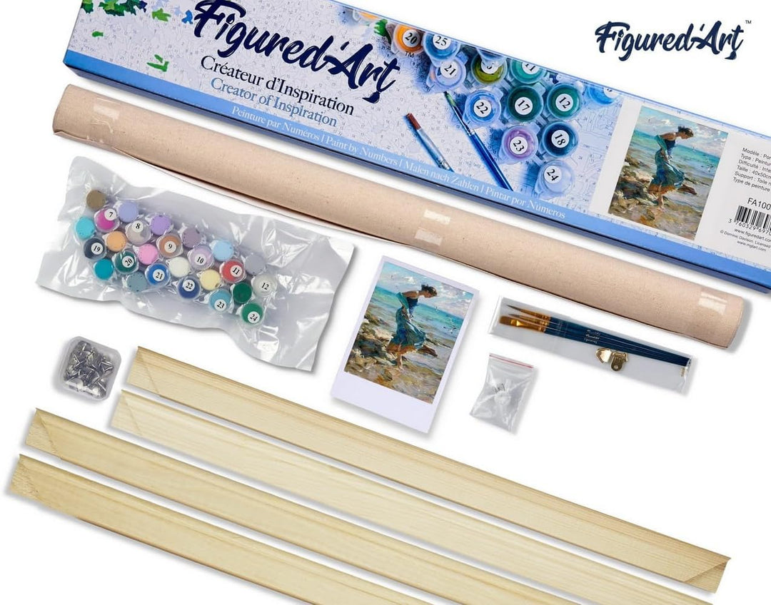 Figured'Art Malen Nach Zahlen Erwachsene Mit Rahmen Schritt ins Wasser - Paint by Numbers Basteln DI