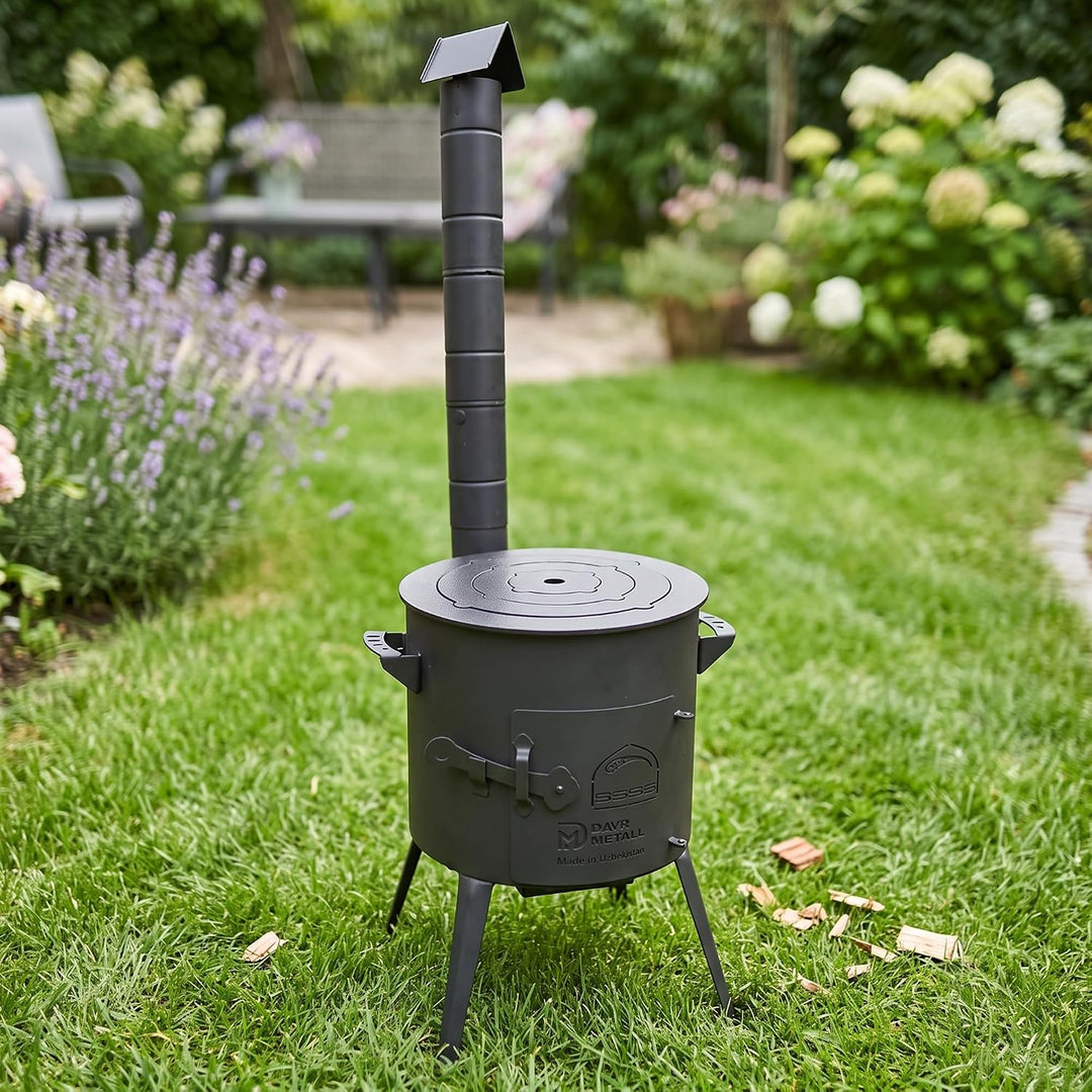 Ø36cm Uchag 2mm Stahl mit Abzugsrohr Utschak-Ofen Adapter-Ringe Utschag Feldküche Feuerstelle Campin