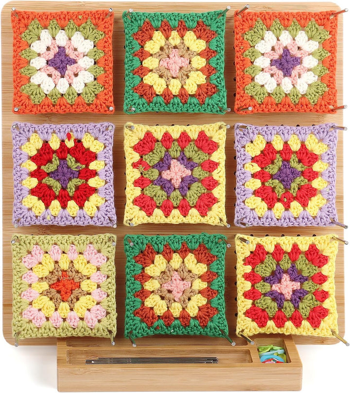 Coopay Granny Square Spanner Gross, 29 x 29 cm Blocking Board Häkeln Gross mit 30 Edelstahl Stabstif