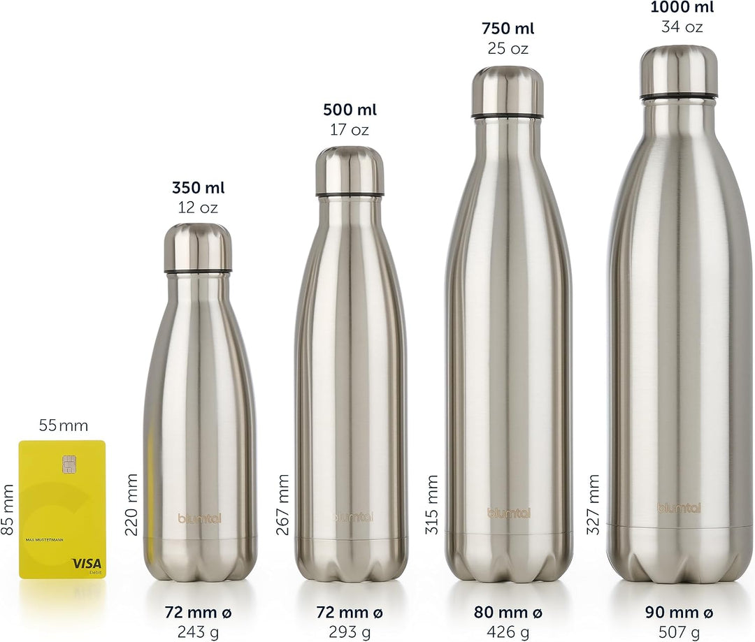 Blumtal Trinkflasche 750 ml Edelstahl - auslaufsichere Isolierflasche - BPA-freie Trinkflasche kalt