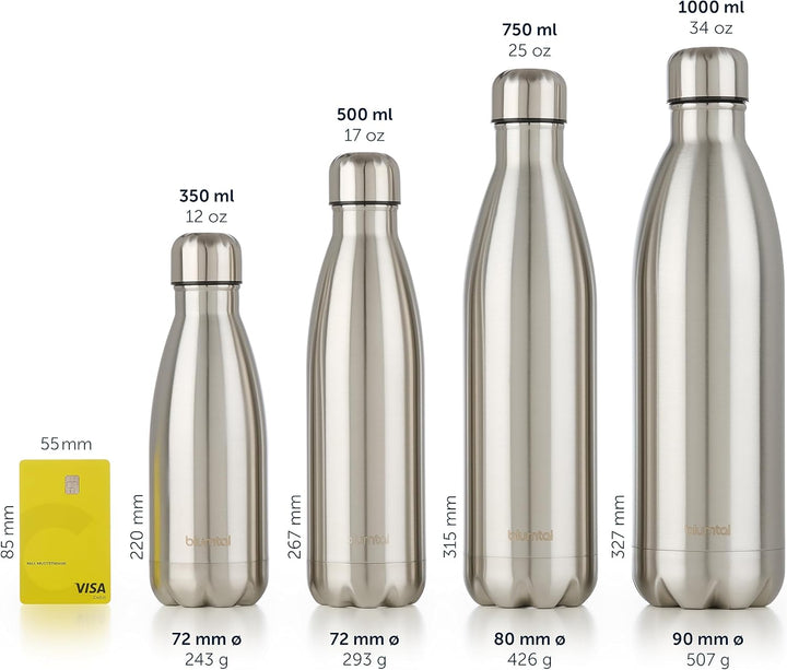 Blumtal® Trinkflasche Edelstahl Charles - Thermosflasche 1000 ml - BPA-freie Thermo Trinkflasche kal